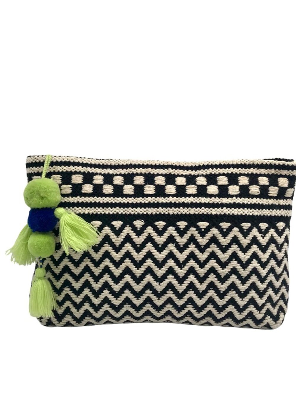Roller Rabbit Black & White Woven Chevron Clutch